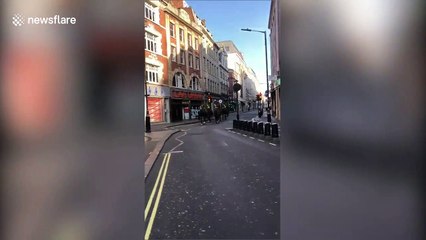 Mounted patrols seen on deserted London streets on first day of lockdown