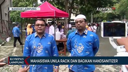 Mahasiswa Unila Racik Hand Sanitizer dan Bagikan Pada Warga