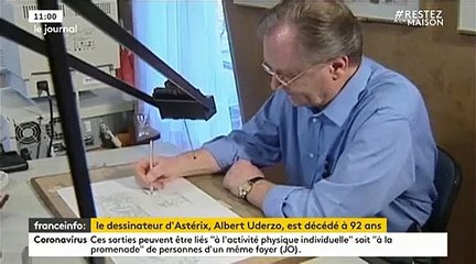 Albert Uderzo, le dessinateur d'Astérix, est décédé à l'âge de 92 ans "d'une crise cardiaque sans lien avec le coronavirus", annonce sa famille