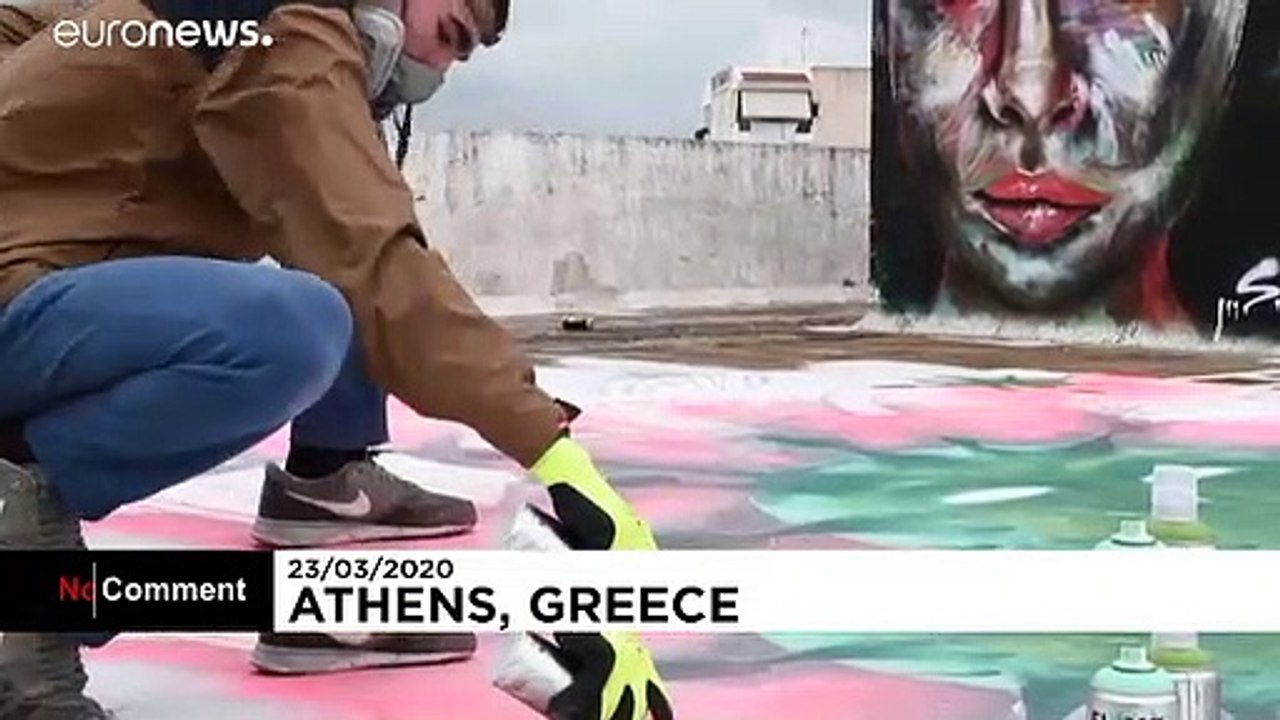 'Stay home': Greek graffiti artist sends a plea over coronavirus