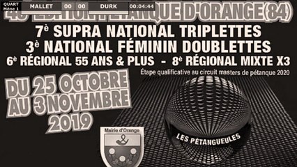 Partie passionnante PUCCINELLI vs MALLET Supranational à pétanque d'Orange 2019