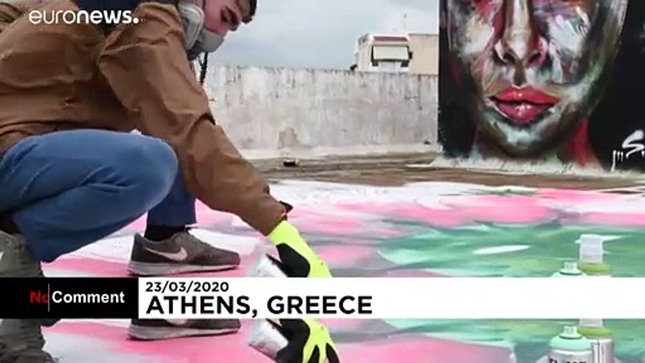 'Stay home': Greek graffiti artist sends a plea over coronavirus