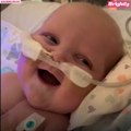 Baby was captured smiling for the first time after his second open-heart surgery