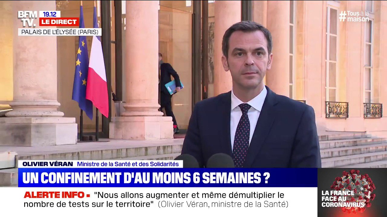Olivier Véran (ministre de la Santé): "Le Conseil scientifique a estimé que le confinement pourrait s'étendre pour une durée de l'ordre de 5 à 6 semaines"