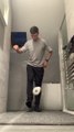 Guy Hits his Foot While Juggling Toilet Paper Roll
