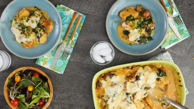 Smothered Chicken with Spinach, Potatoes, and Mushrooms