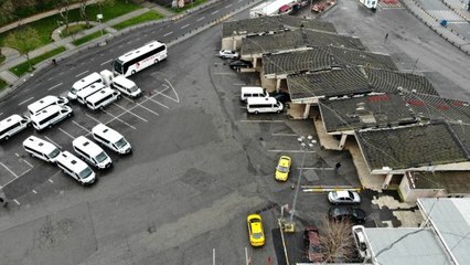 Otobüssüz kalan Harem otogarı havadan görüntülendi