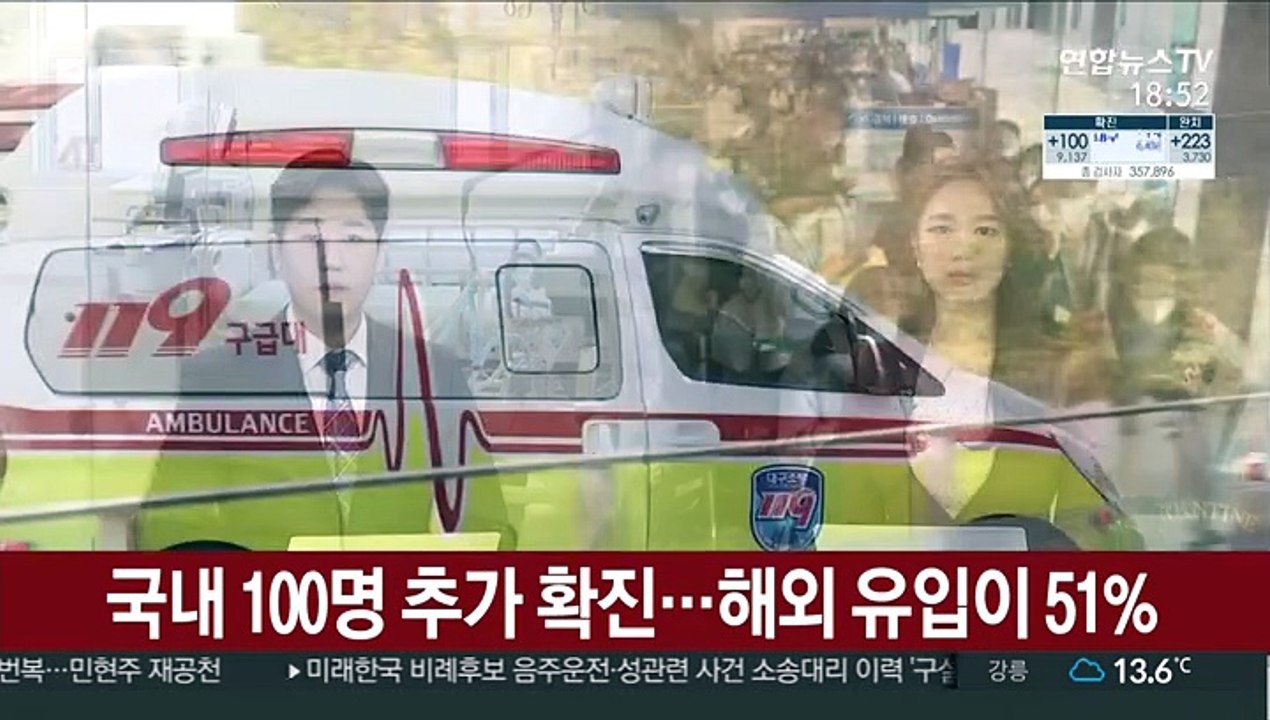 국내 100명 추가 확진…해외 유입이 51%
