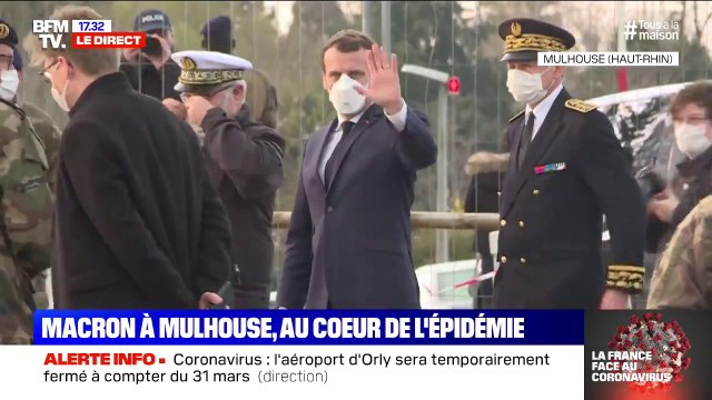 Coronavirus: Emmanuel Macron arrive à l'hôpital militaire de campagne de Mulhouse