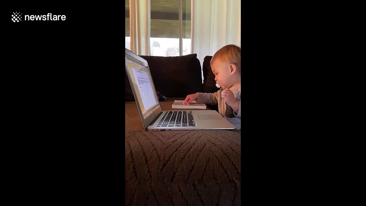 Very smart baby in Pennsylvania is working at home better than you are