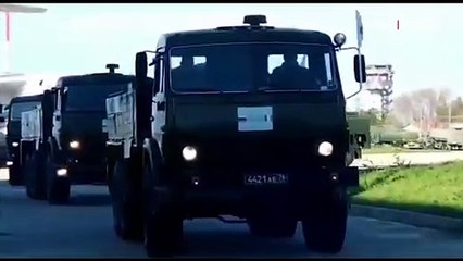 İtalya'ya yardım götüren Rus konvayları yolda görüntülendi