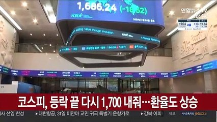 코스피, 등락 끝 다시 1,700 내줘…환율도 상승