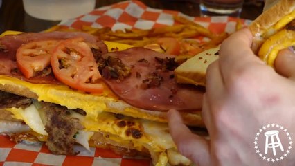 Myself and Intern DC Attempted To Take Down A 10 Pound Grilled Cheese Sandwich This Week