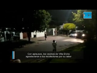 Con aplausos, los vecinos de Villa Elvira agradecieron a los recolectores por su labor