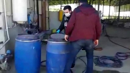 Çiftlik evinde 665 litre sahte içki ele geçirildi