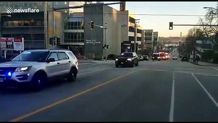 Police and fire crews blare sirens in support of health workers in Canada