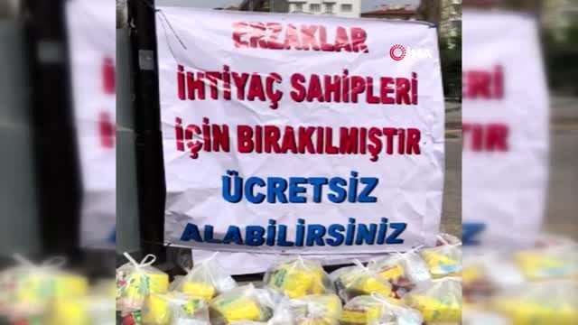 Hayırsever vatandaştan örnek davranış...9 ayrı noktaya 500 adet yardım paketi bıraktılar