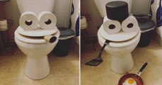 Avec des rouleaux de papier toilette, cette jeune femme transforme ses WC en personnages