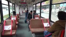 Koronavirüs tedbirleri - Otobüs ve tramvay hatlarında koltukların yarısı şeritle kapatıldı - GAZİANTEP