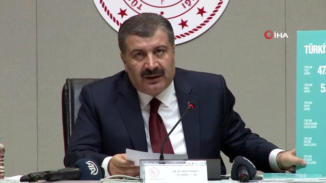 Sağlık Bakanı Koca: 'Son 24 saatte 7 bin 533 test yapıldı. 47 bin 823 test, 2 bin 69 pozitif tespit ettik. 5 bin 698 oldu. Kaybettiğimiz 17 kişi ile toplam 92’yi buldu. Hastanelerde tedavisi devam eden 344 kişi yoğun bakımdadır. Bunların 2