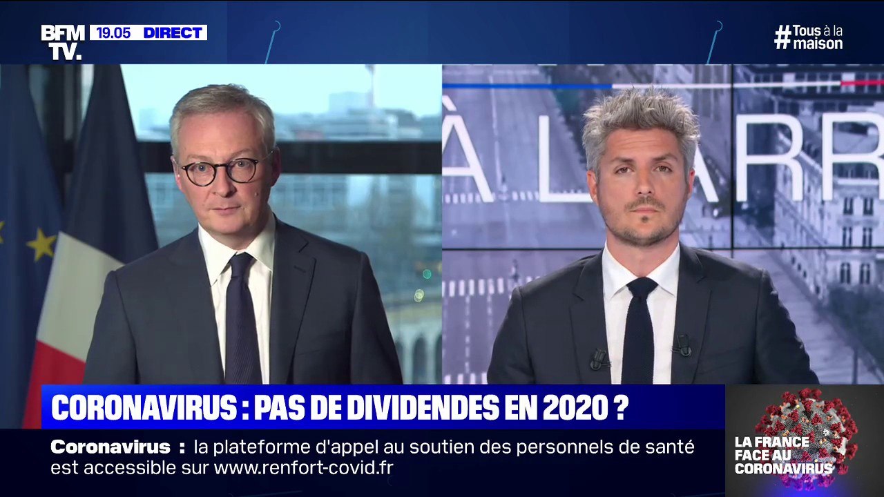 Chômage partiel: Bruno Le Maire appelle les entreprises "à faire preuve de la plus grande modération dans le versement des dividendes"
