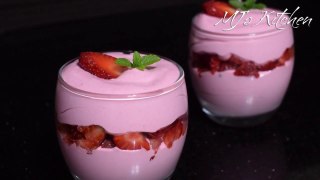 Strawberry Mousse | Egg less Strawberry Mousse Recipe | Strawberry Mousse dessert