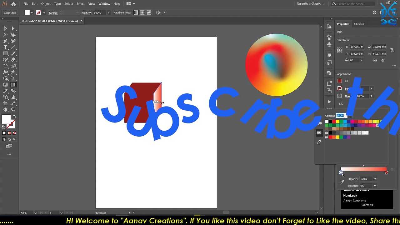 Gradient Tool | Adobe Illustrator | Tutorial | Class 24 |  @Aanav Creations   @Technical Maanav