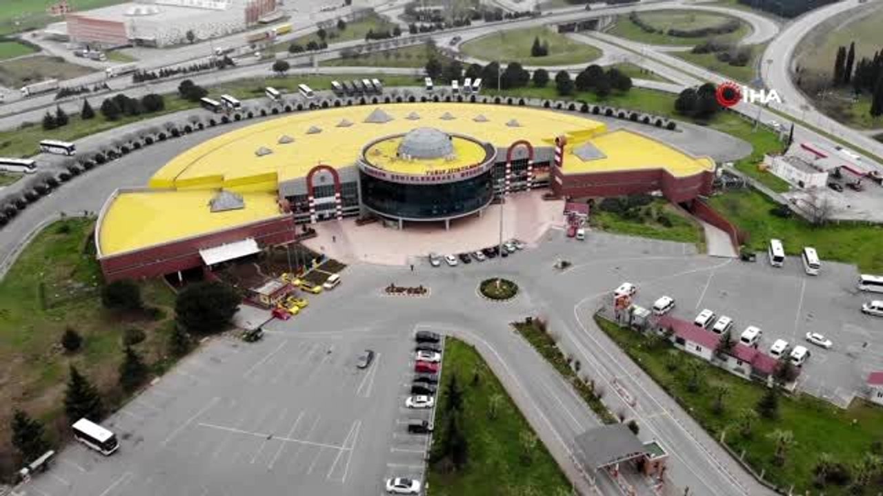 Otogardaki sakinlik havadan görüntülendi