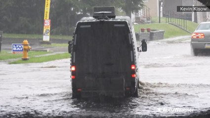 Download Video: Roads and streets underwater during torrential flooding