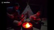 Cute moment dad creates INDOORS campfire during coronavirus lockdown