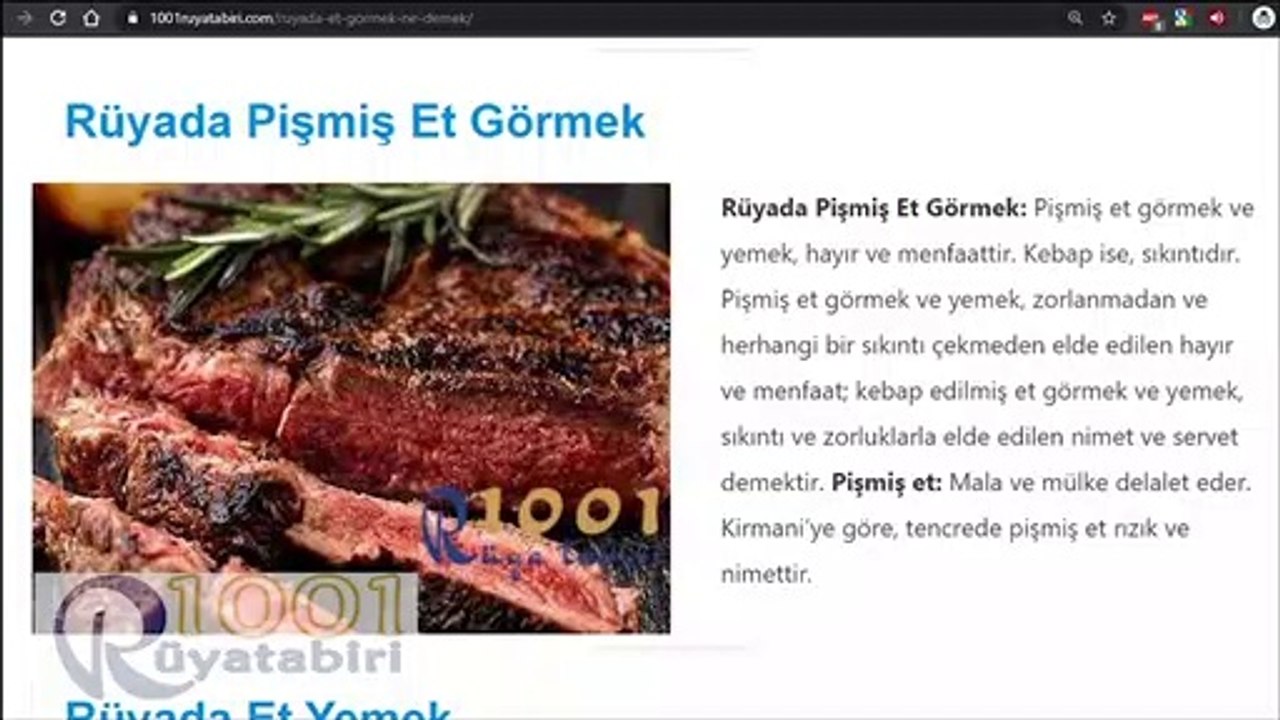 Rüyada Pişmiş Et Görmek | Diyanet Rüyada kırmızı et yemek diyanet
