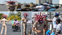 India Lock Down : Chennai Cop Wearing కరోనా Helmet Video Going Viral