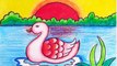 How to draw a duck,easy duck drawing, drawing duck for kids,how to draw scenery in duck