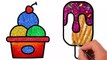 Learn How to Draw Ice Cream Ice Lollies Popsicle Ice Cream Glitter Coloring Toys For Kids