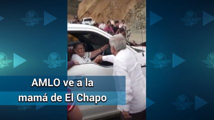 AMLO saluda a mamá de El Chapo en su visita a Badiraguato