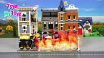 Kids Toy Videos US - LEGO Police сhase. Play with Toys: Fire Truck, Bulldozer, Concrete Mixer, Dump Truck, Mobile Crane
