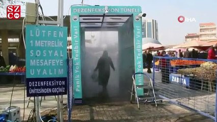 Ezine'de dezenfekte tüneli ve termal kamera kuruldu
