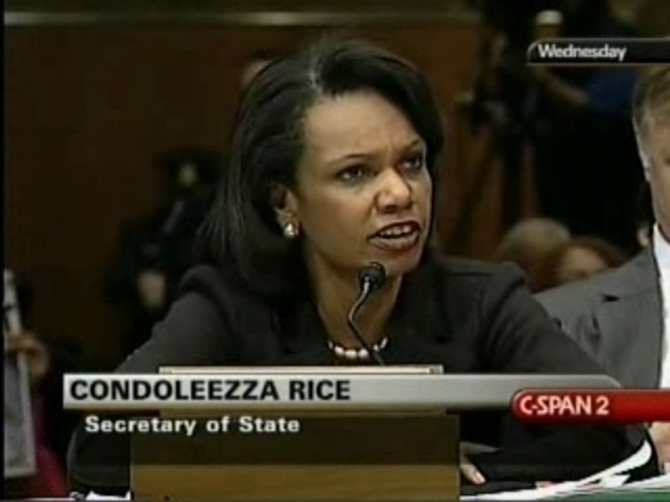 2/13/08 Iraq War Budget: Sen. Boxer Vs. Rice