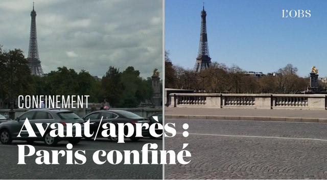 Paris avant/après le confinement imposé pour lutter contre le coronavirus et l'épidémie de Covid-19
