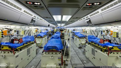 UTI aérea militar transporta pacientes italianos à Alemanha