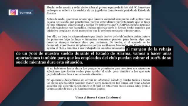 Los jugadores del Barça aceptan la rebaja del 70% de su sueldo
