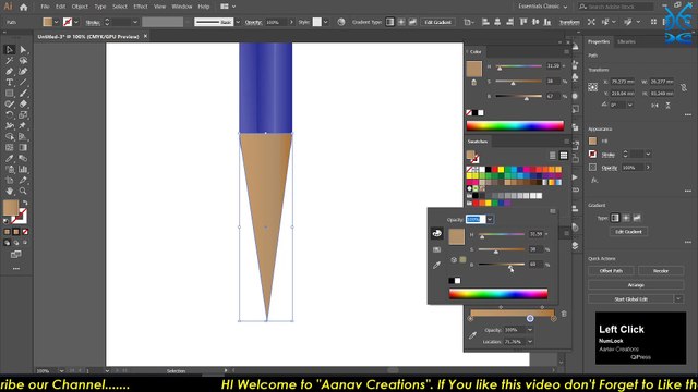 Pencil Tool With Gradient | Adobe illustrator | Class 25 | Graphic Design | @Aanav Creations @Technical Maanav