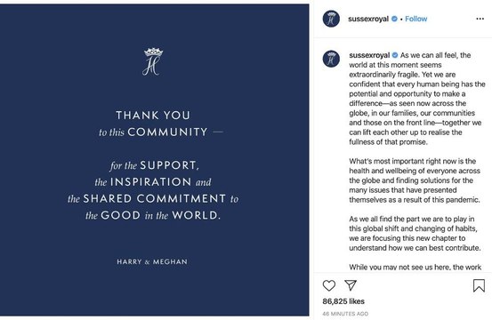 Prince Harry and Duchess Meghan have made their final Instagram post