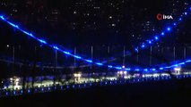 Fatih Sultan Mehmet Köprüsü otizm farkındalık günü kapsamında maviye boyandı