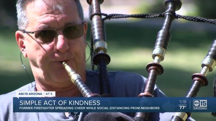Former firefighter plays bagpipes to lift spirits amid COVID-19
