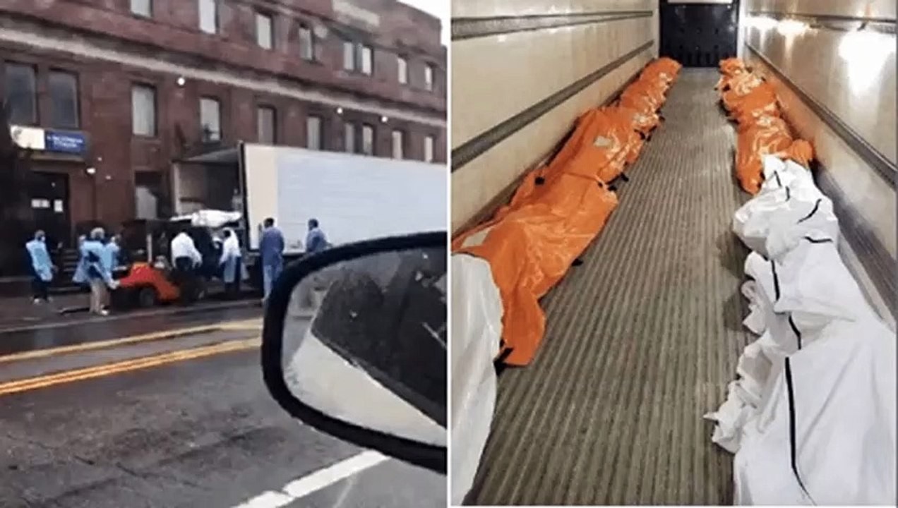 COVID-19: New York hospitals load dead bodies into trucks | Refrigerated trucks being filled with the bodies