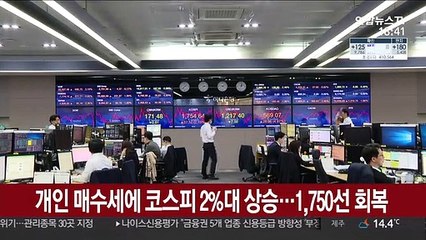 개인 매수세에 코스피 2%대 상승…1,750선 회복