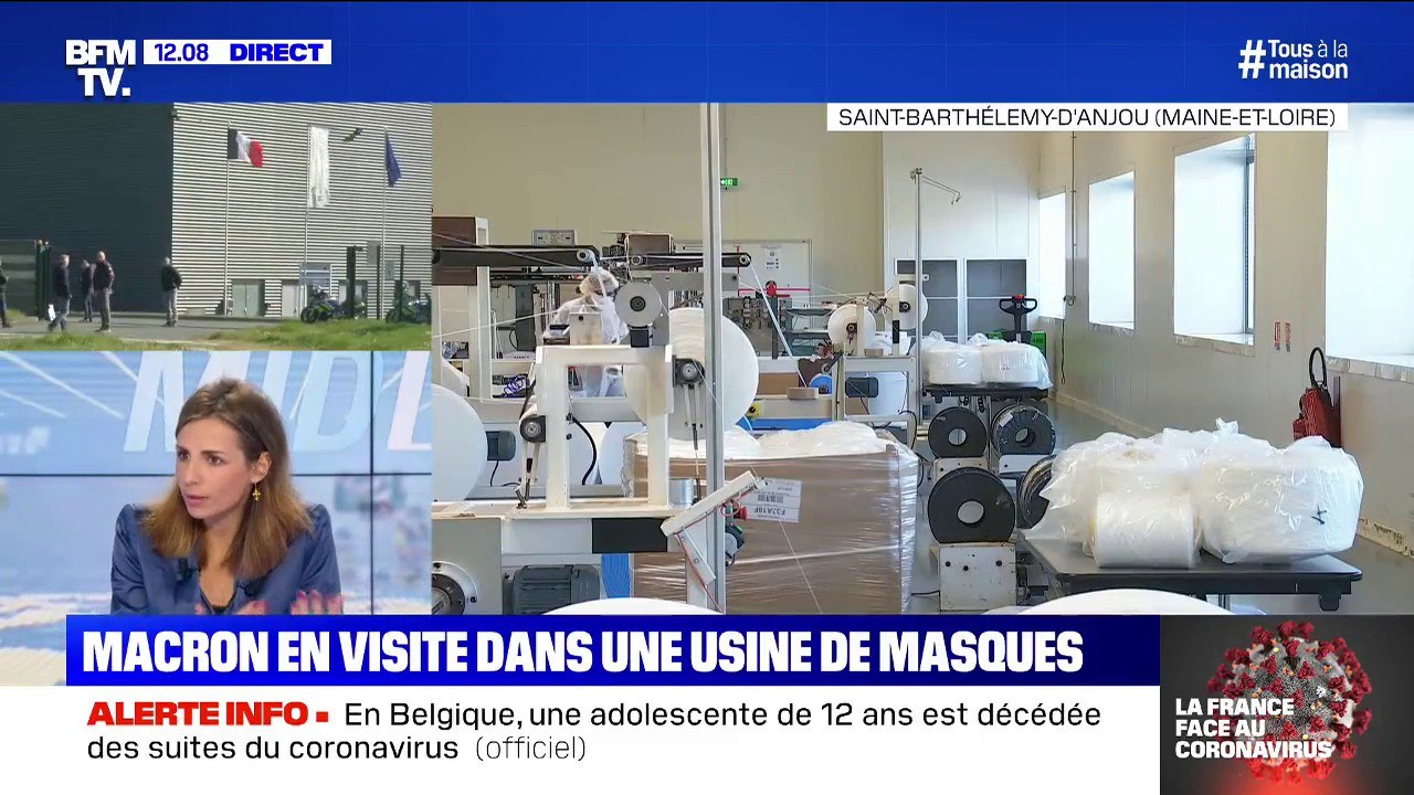 Coronavirus: Emmanuel Macron en visite dans une usine de masques en Maine-et-Loire