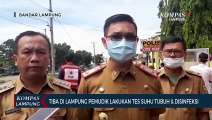 Tiba di Lampung Pemudik Lakukan Tes Suhu Tubuh dan Disinfeksi