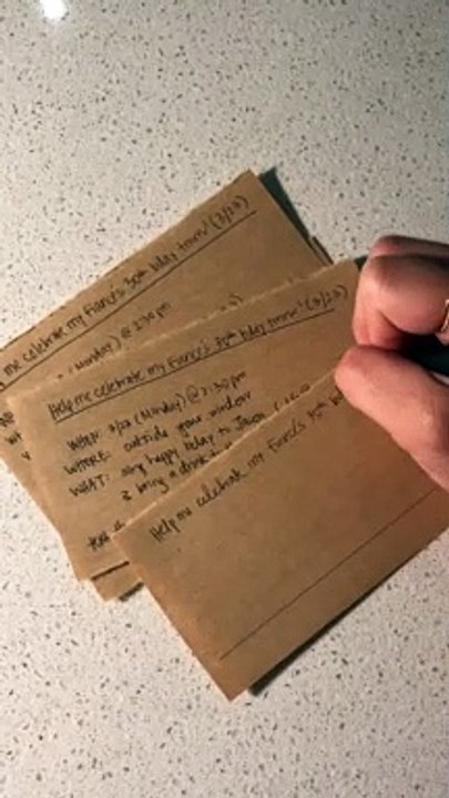 Woman Makes Hand-Written Invites for Fiance's Quarantine Bir